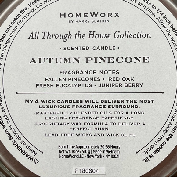 HomeWorx Candle 4 Wick Autumn Pinecone by Slatkin & Co. 18-oz - Picture 6 of 10